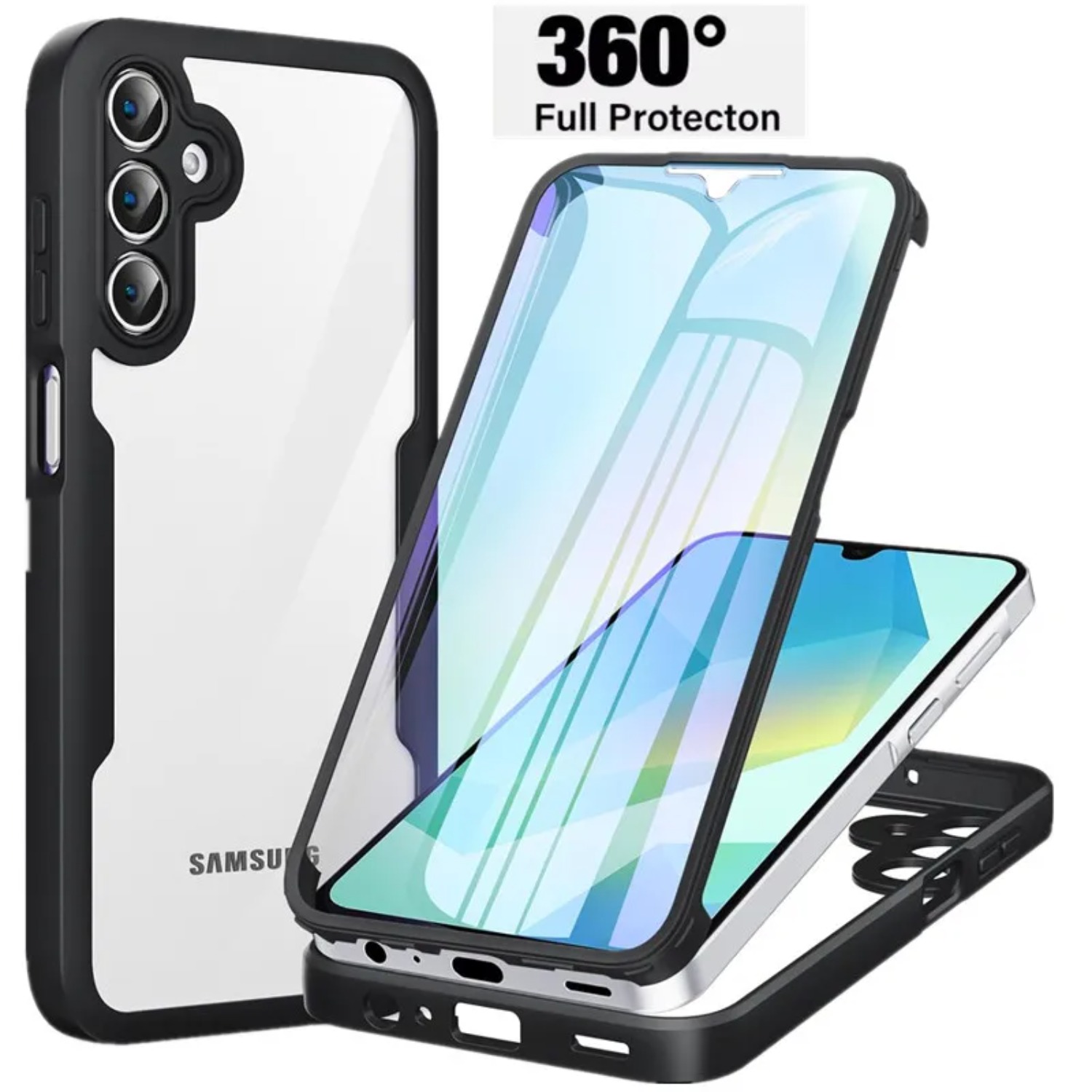 Heavy Duty 360 Full Body Protective Case - Resistente trasparente 360 ° Custodia completa